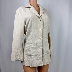 J. Jill Women’s Sz 8 Natural Beige 100% Linen Casual Boho Button Up Jacket Top